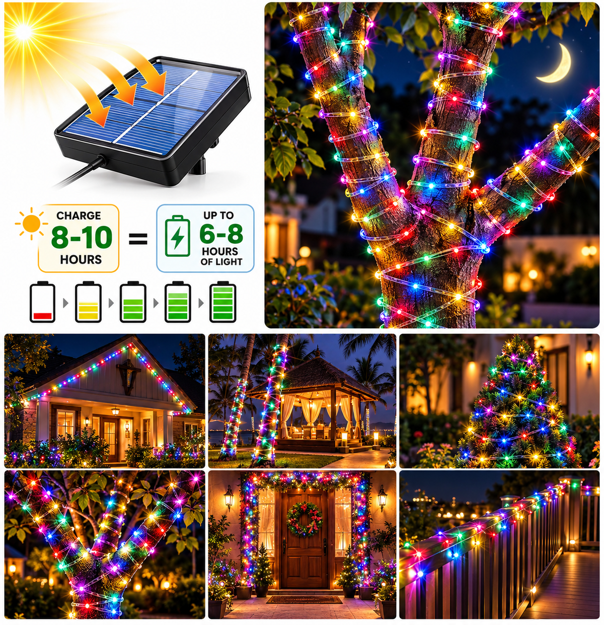 Solar Light for Home Outdoor – 22m Fairy Lights, 8 Modes