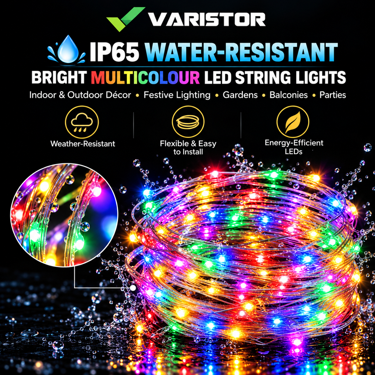 Solar Light for Home Outdoor – 22m Fairy Lights, 8 Modes